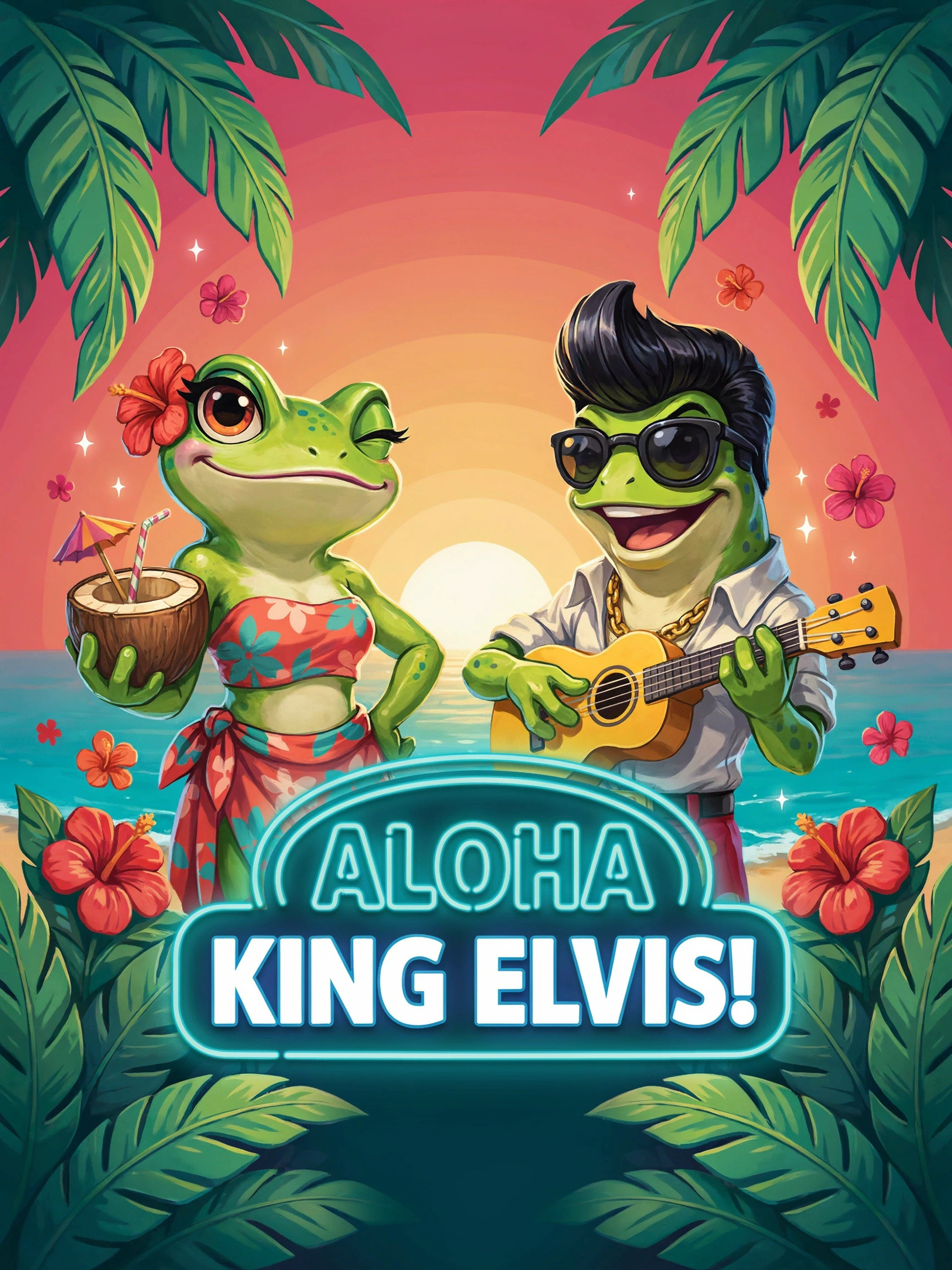 Screenshot of the Aloha King Elvis pokie